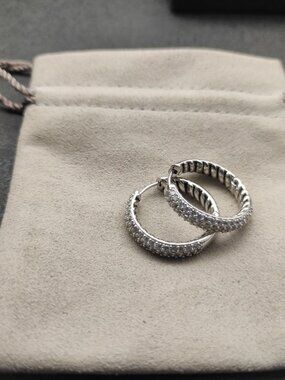 David Yurman 925 Silver Earrings with Original Pouch